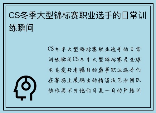 CS冬季大型锦标赛职业选手的日常训练瞬间