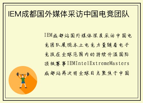 IEM成都国外媒体采访中国电竞团队