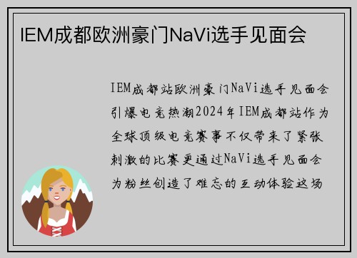 IEM成都欧洲豪门NaVi选手见面会